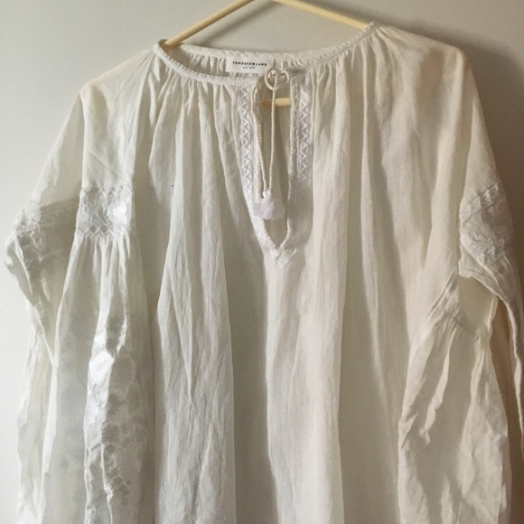 TOMORROWLAND Japan White Cotton Embroidered Peasant Blouse 38 S/M - Picture 3 of 7